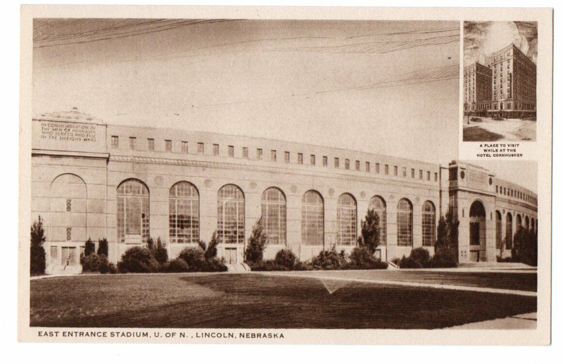 Vintage Unused Postcard of East Entrance University of Nebraska Stadium 143648