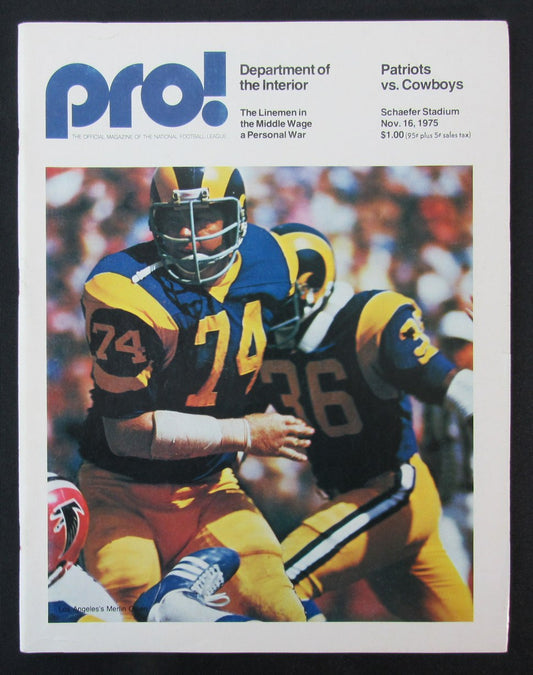 1975  New England Patriots vs. Dallas Cowboys Program 11/16 Merlin Olsen 172515