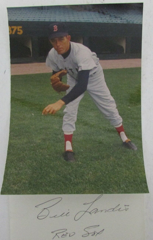 Bill Landis 1967 Boston Red Sox Signed 3x5 Index Card with 5x7  Photo 158532