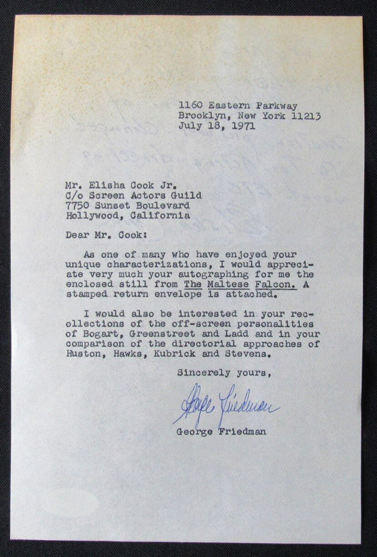 George Friedman Author Autographed 1971 TLS Typed Letter Signed PSA/DNA 177033