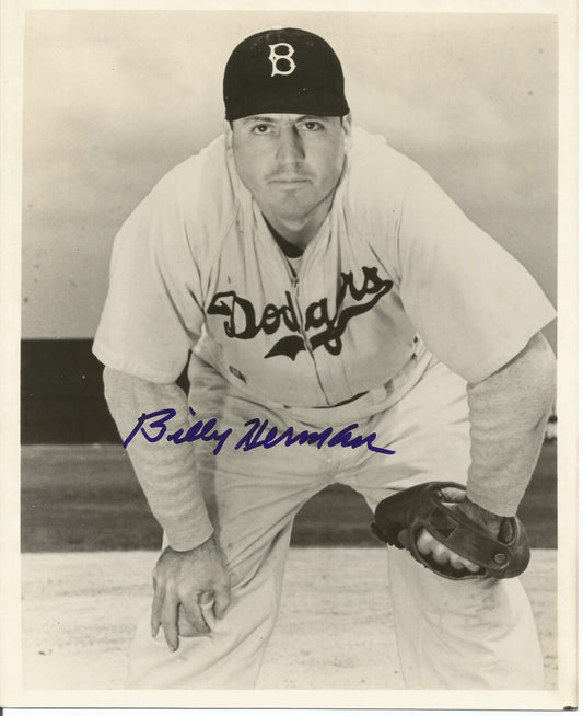 Billy Herman Brooklyn Dodgers HOF Signed/Autographed 8x10 B/W Photo 149984