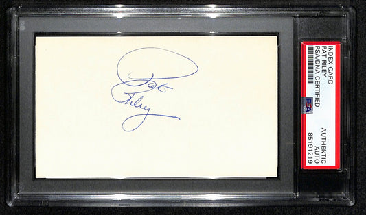 Pat Riley HOF Signed/Auto 3x5 Index Card Los Angeles Lakers PSA/DNA 188589