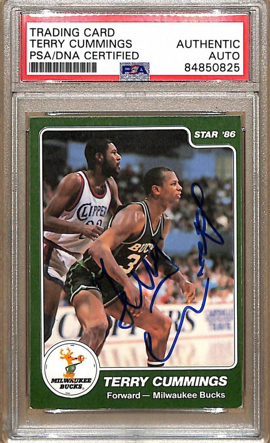 1985-86 Star Company #124 Terry Cummings Bucks Signed/Auto Card PSA/DNA 178991