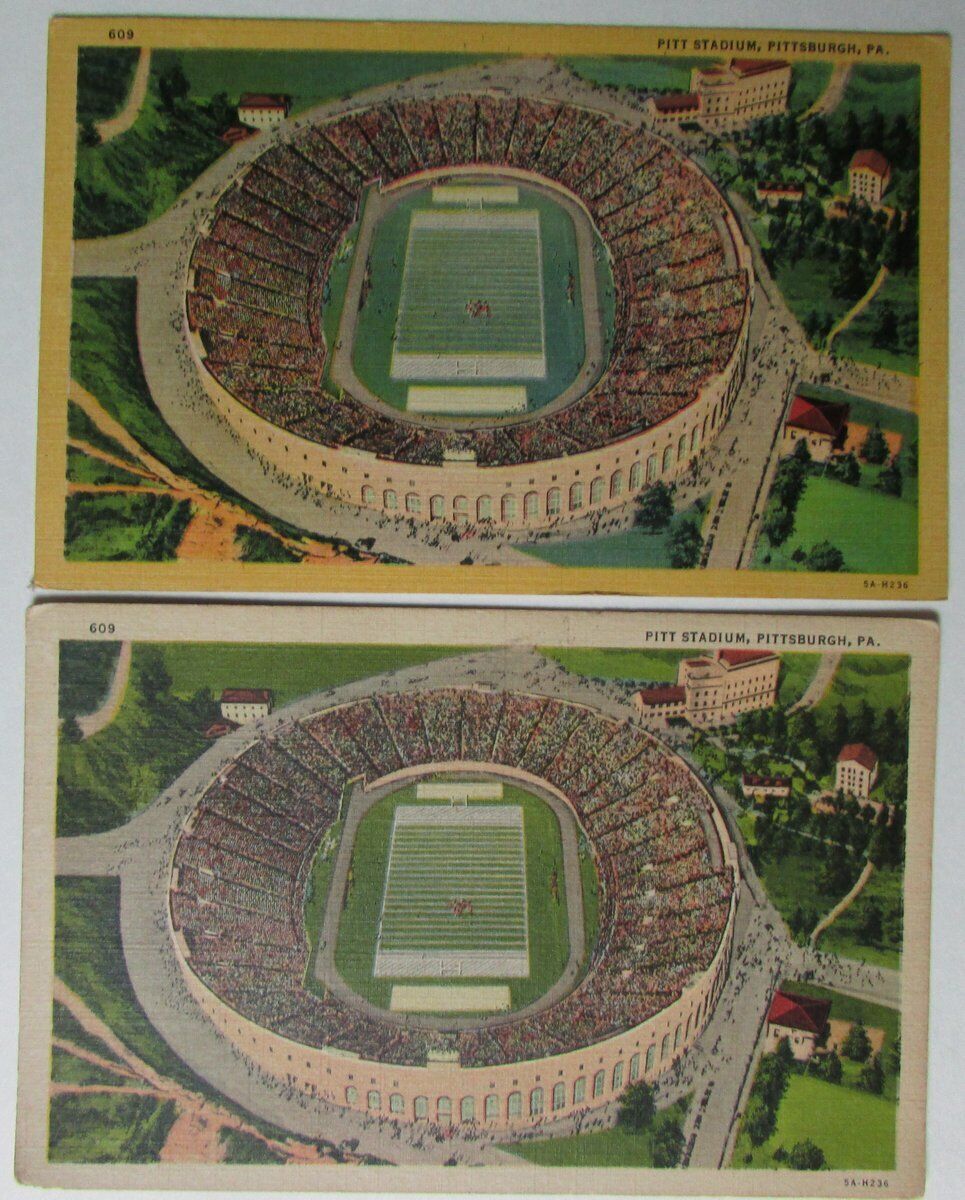 Lot of 2 University of Pittsburgh Vintage 1940 Pitt Stadium Postcards 147501