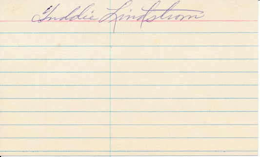 Freddie Lindstrom HOF New York Giants Signed/Autographed 3x5 Index Card 163943