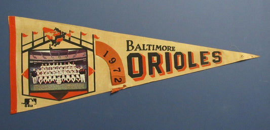 1972 Baltimore Orioles Baseball 30x12 Felt MLB Pennant with Team Photo