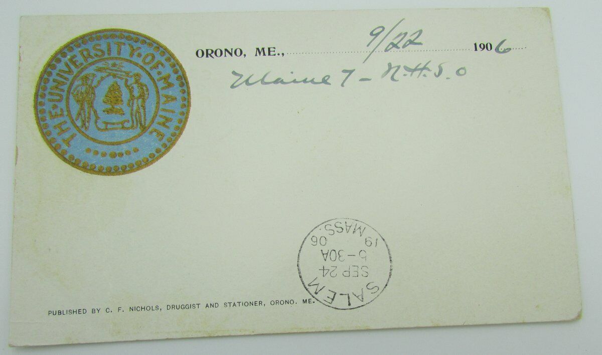 Vintage Postcard postmarked 1906 with University of Maine seal 140053