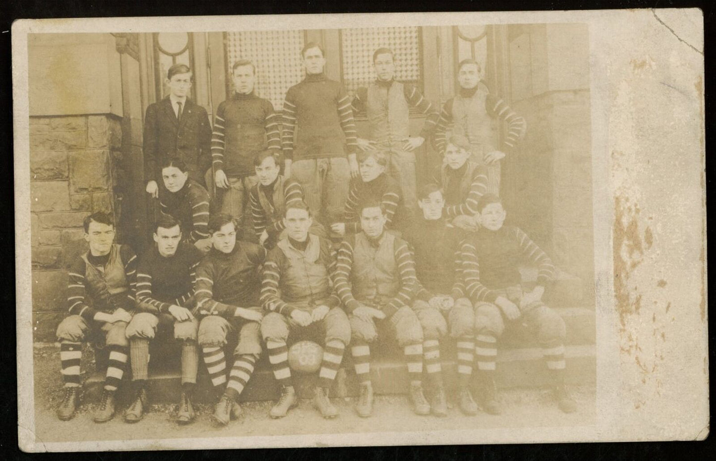 Vintage 1909 Football Team Black and White  Photo Post Card