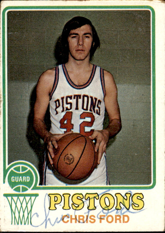 Chris Ford Autographed 1973-74 TOPPS Basketball Card #79 Detroit Pistons 182946