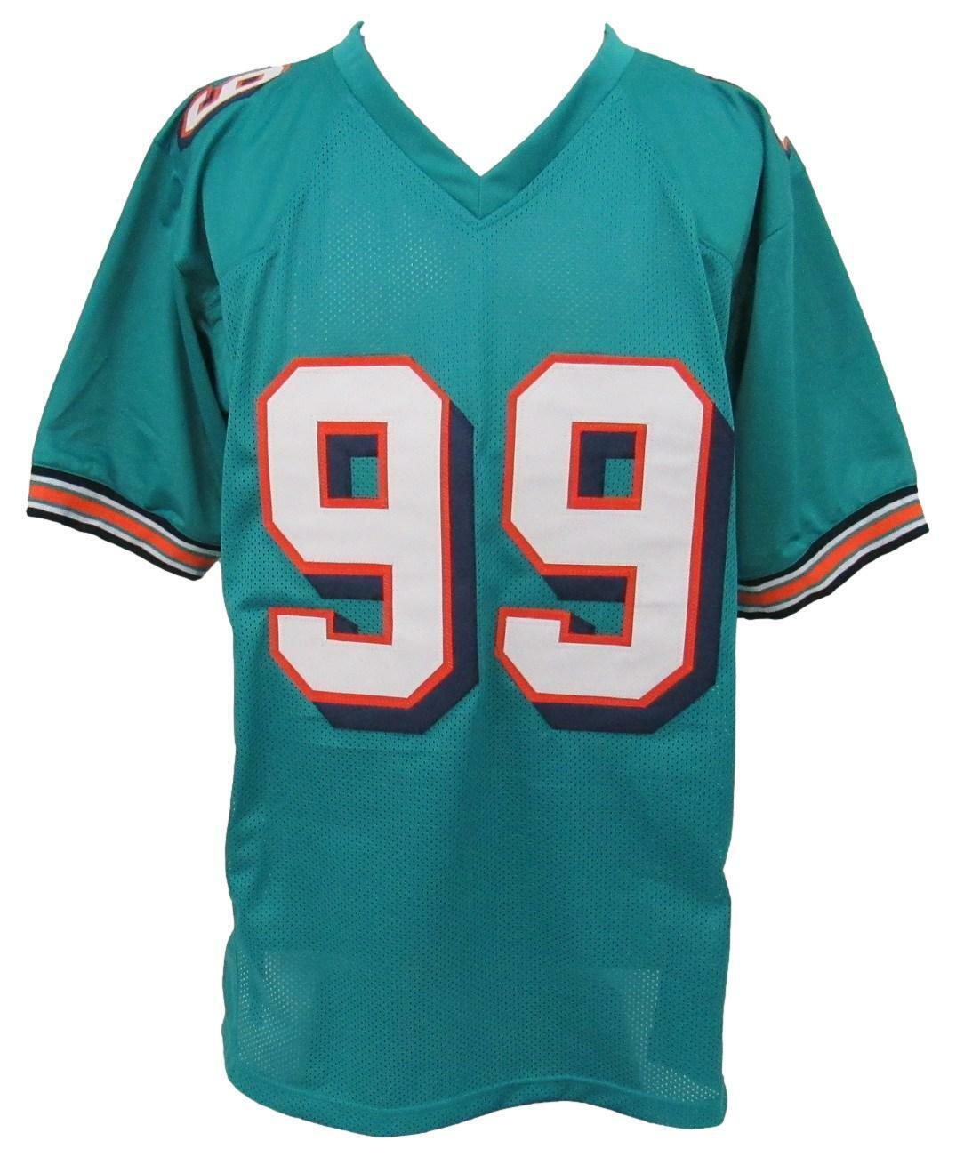 Jason Taylor Signed/Inscribed Dolphins Aqua Custom Jersey Beckett 159711