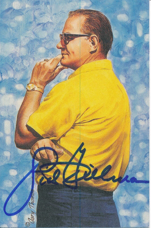 Sid Gillman HOF Goal Line Art GLAC Postcard San Diego Chargers JSA