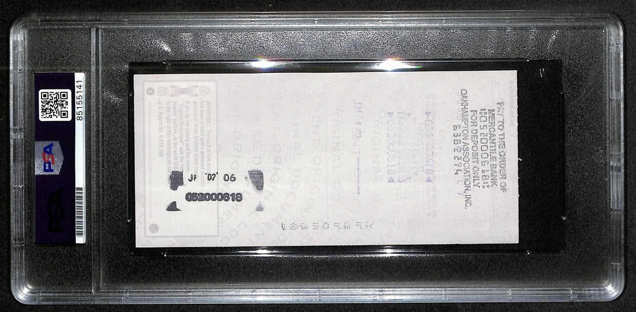 Johnny Unitas Signed 6/4/02 Check PSA/DNA GEM MT 10 188653