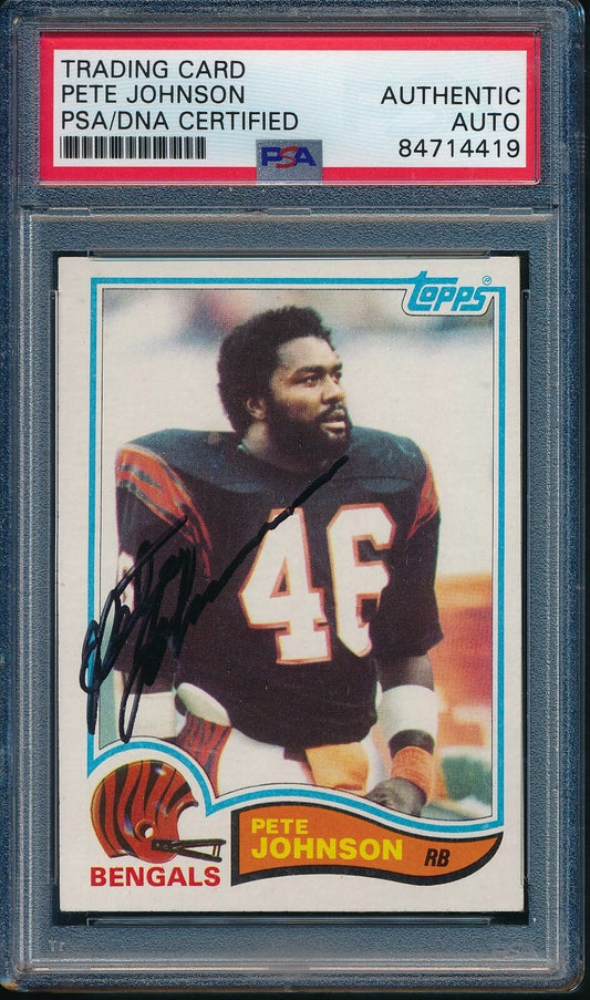 1982 TOPPS Pete Johnson #47 Card Signed Bengals PSA/DNA 176668