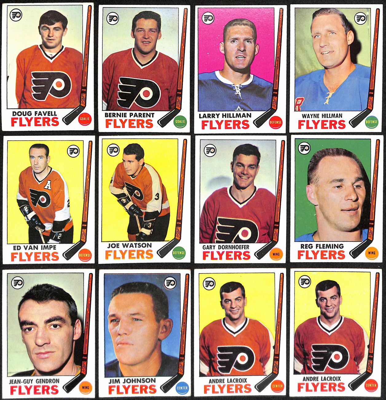 1969-70 Topps Hockey Philadelphia Flyers Complete Team Set (11/11) Cards 189197