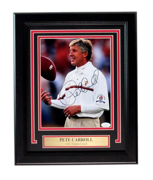 Pete Carroll Autographed/Inscribed 8x10 Photo USC Framed JSA 180114