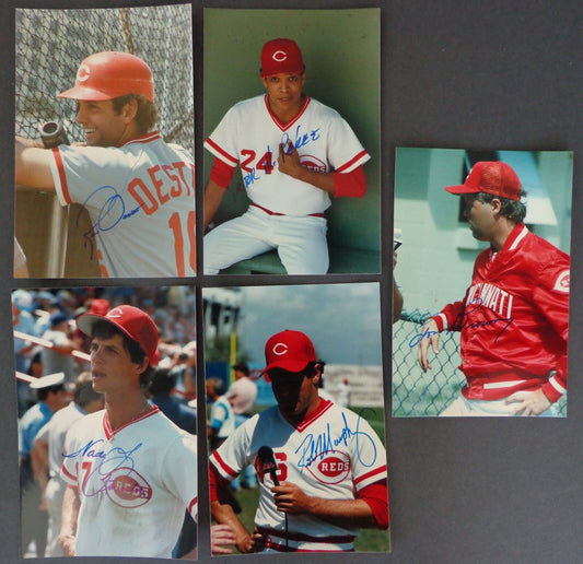 Lot of (5) Autographed 4x6 Snap Shot Photos Cincinnati Reds 177121