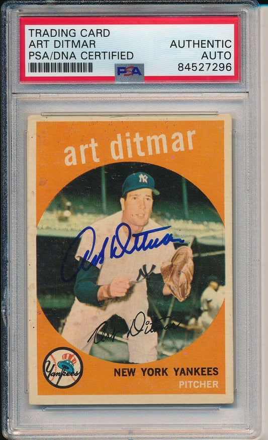 Art Ditmar Yankees Signed/Autographed 1959 TOPPS Card #374 PSA/DNA 166530