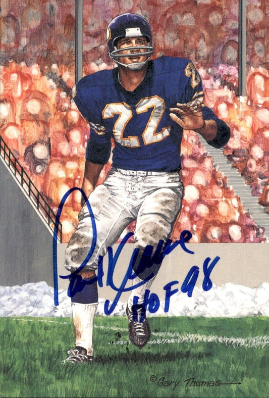 Paul Krause HOF Autographed/Inscribed Goal Line Art GLAC Postcard Vikings JSA