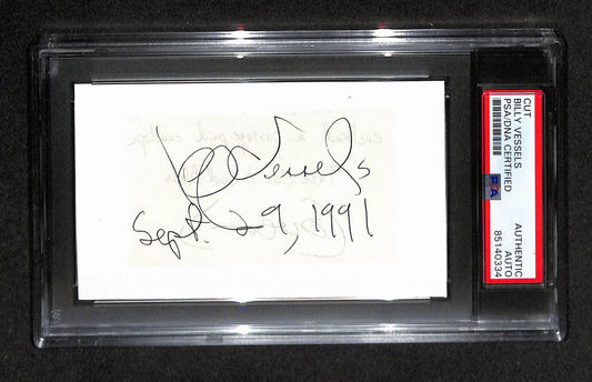 Billy Vessels Autographed Cut 3x5 Index Card PSA/DNA 186535