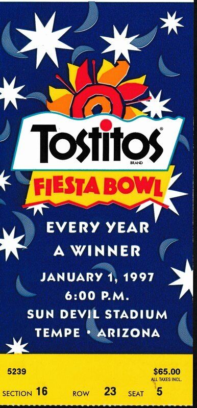 1997 Fiesta Bowl Ticket Stub Penn State vs. Texas January 1st, 1997 144035