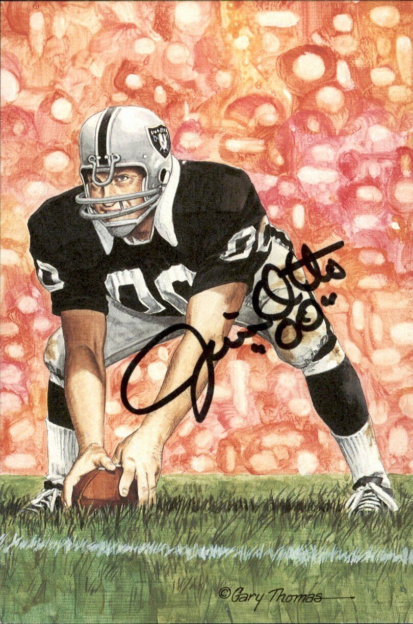 Jim Otto HOF Raiders Signed/Inscribed Goal Line Art GLAC Postcard JSA 167098