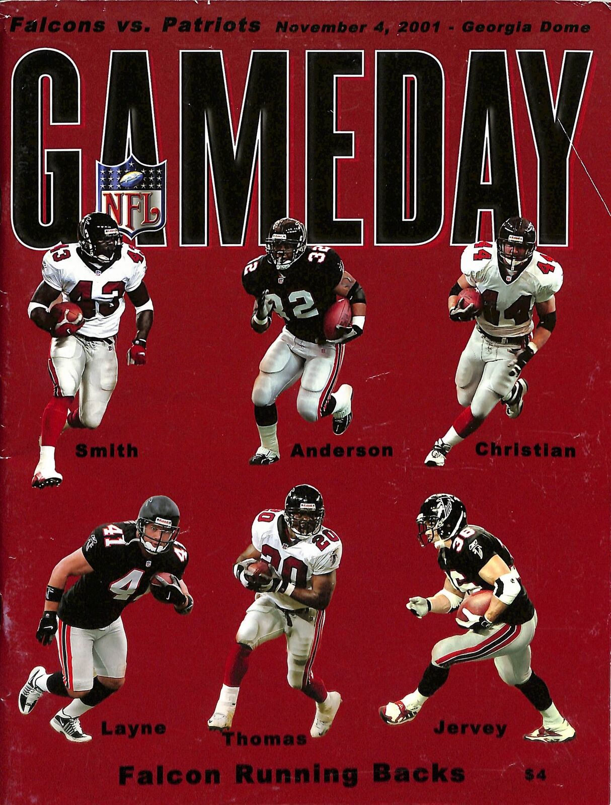 2001 Atlanta Falcons vs. New England Patriots Program Tom Brady 3 TD's 180758