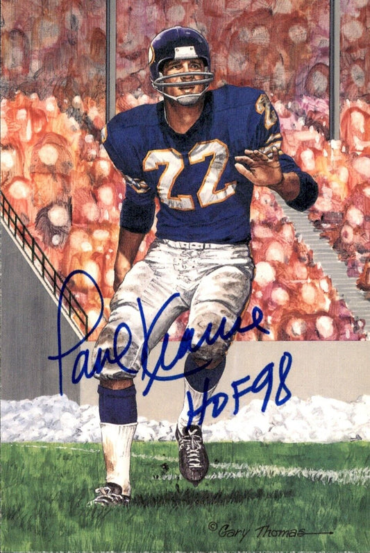 Paul Krause HOF Autographed/Inscribed Goal Line Art GLAC Postcard Vikings JSA