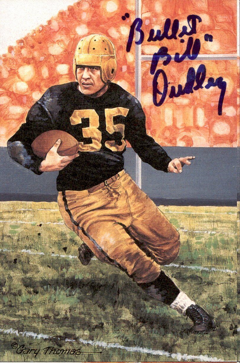 Bill Dudley HOF Redskins Signed/Inscr Goal Line Art GLAC Postcard JSA 167132