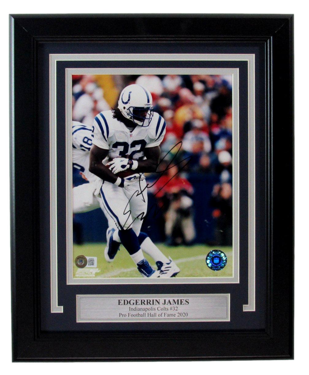 Edgerrin James HOF Autographed 8x10 Photo Colts Framed Beckett 183609