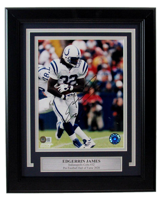 Edgerrin James HOF Autographed 8x10 Photo Colts Framed Beckett 183609