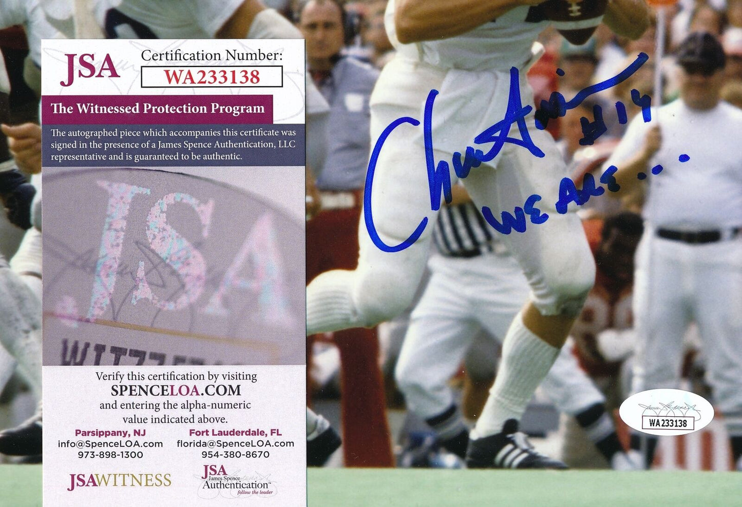 Chuck Fusina Autographed/Inscribed 8x10 Photo Penn State University JSA