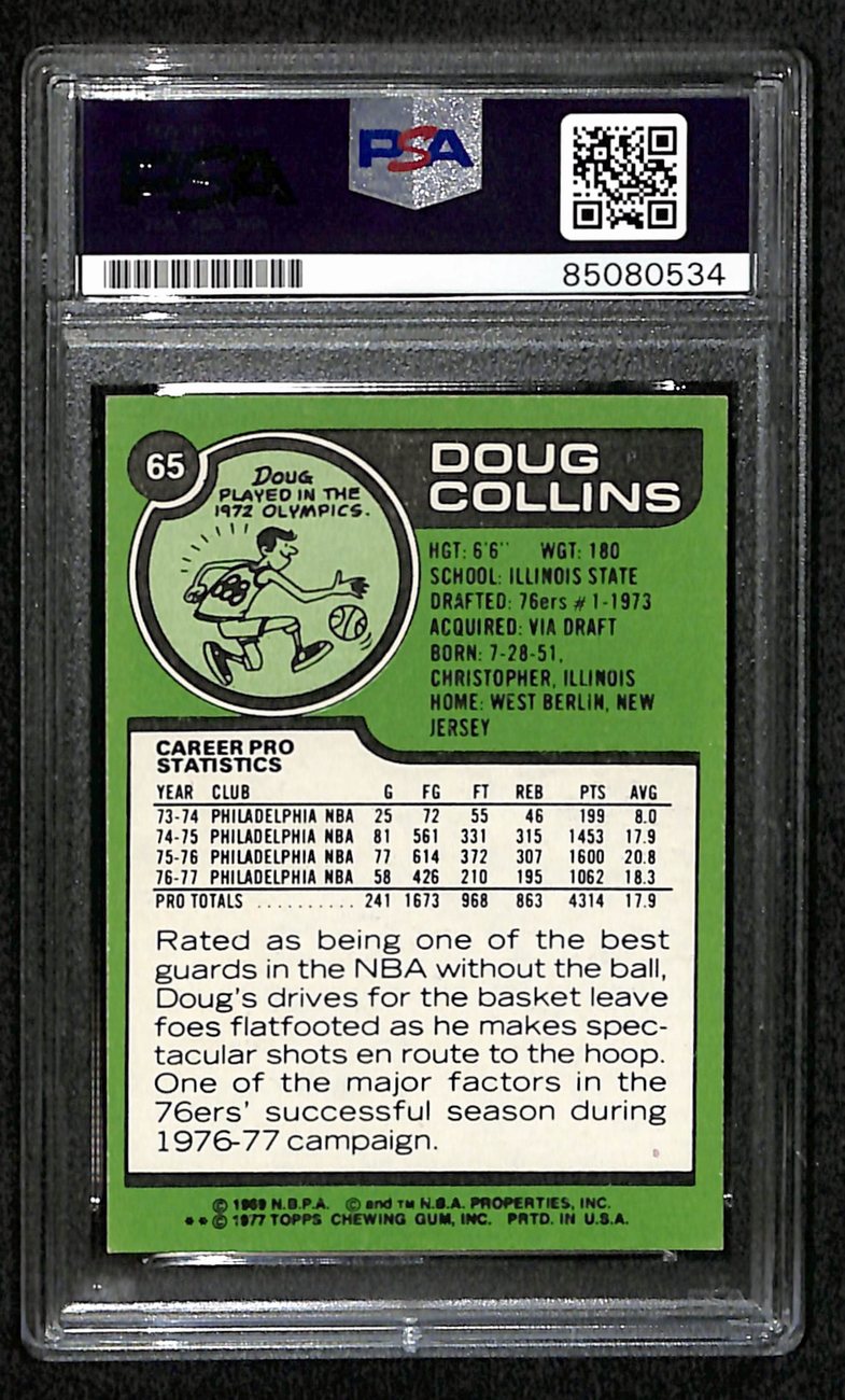 1977/78 TOPPS #65 Doug Collins Auto/Signed Card PSA/DNA 185379