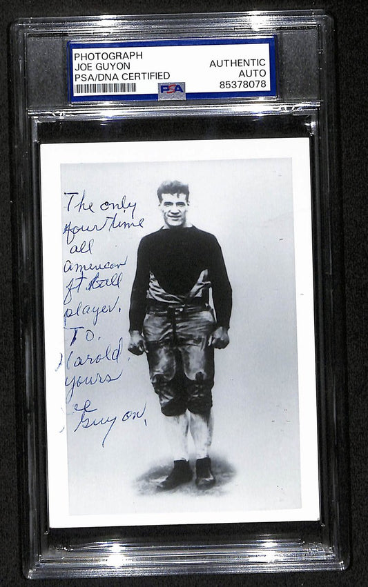 Joe Guyon HOF Signed/Inscribed 3.5x5 Photo Carlisle Indians PSA/DNA 193391