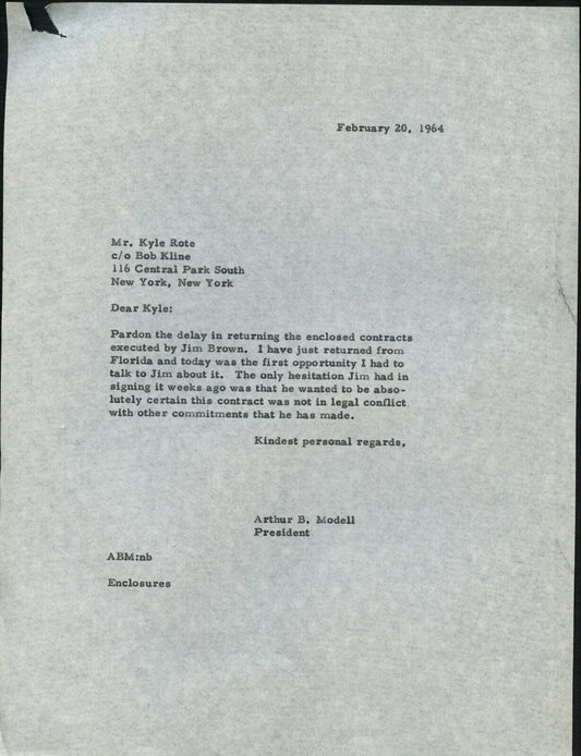 July 27,1965 Letter to Jim Brown for itemized legal Investigation  144995