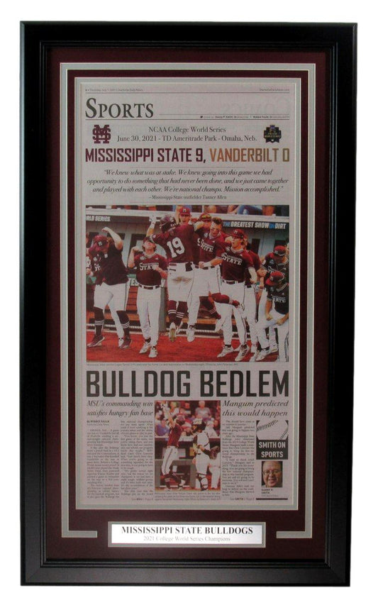 Mississippi State Newspaper 6/30/2021 College World Series Champs Framed 190351