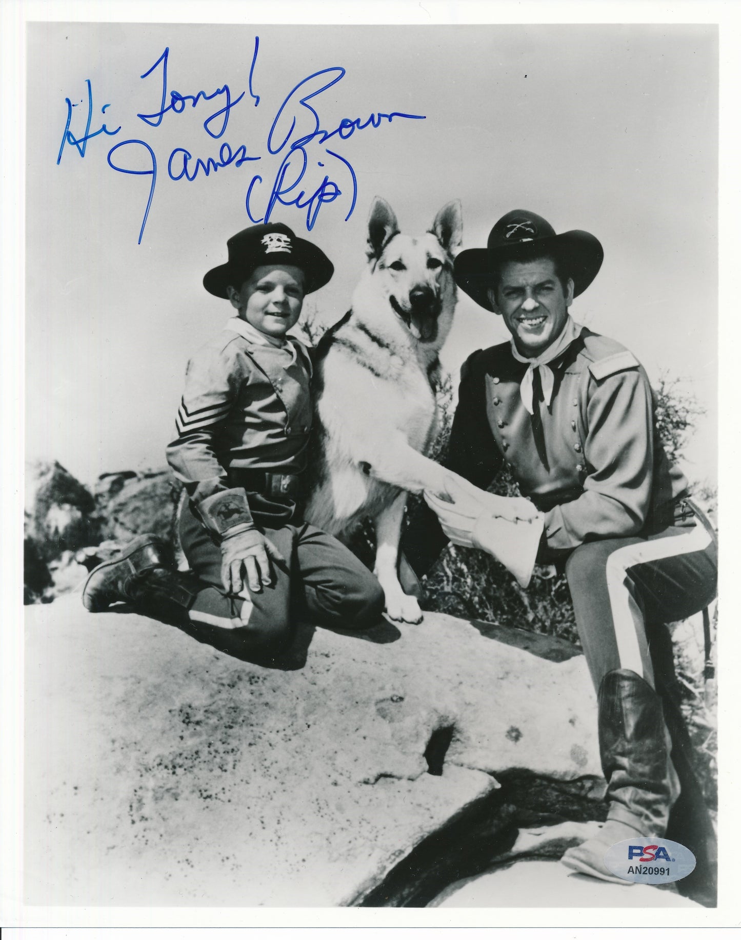 James Brown "Rip" Signed/Inscribed 8x10 B/W Photo "Rin Tin Tin" PSA/DNA 189924