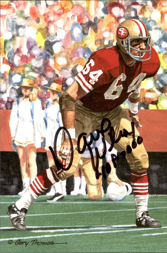 Dave Wilcox HOF Autographed/Inscribed Goal Line Art GLAC Postcard 49ers JSA