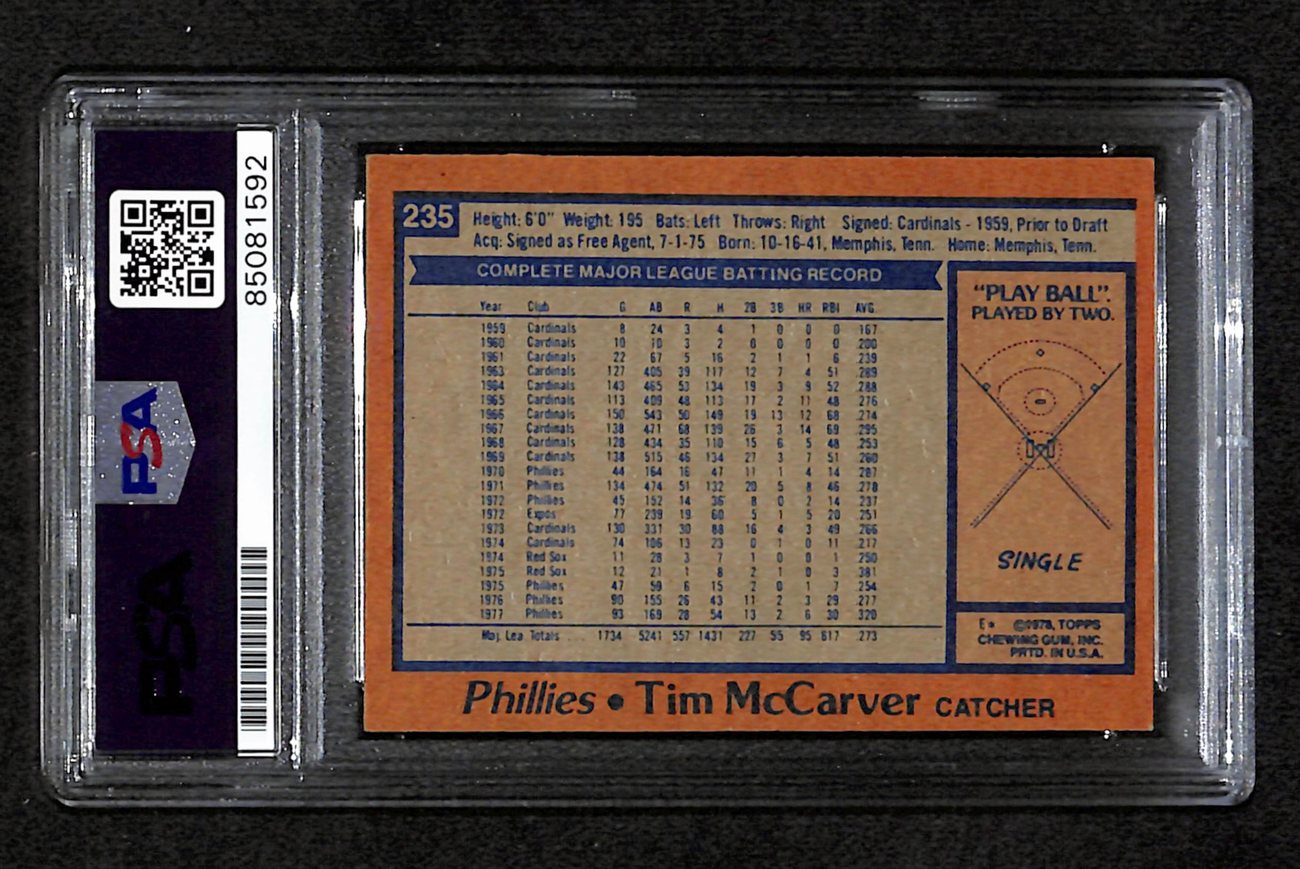 Tim McCarver Signed 1978 Topps Card #235 Oakland A's PSA/DNA 184575