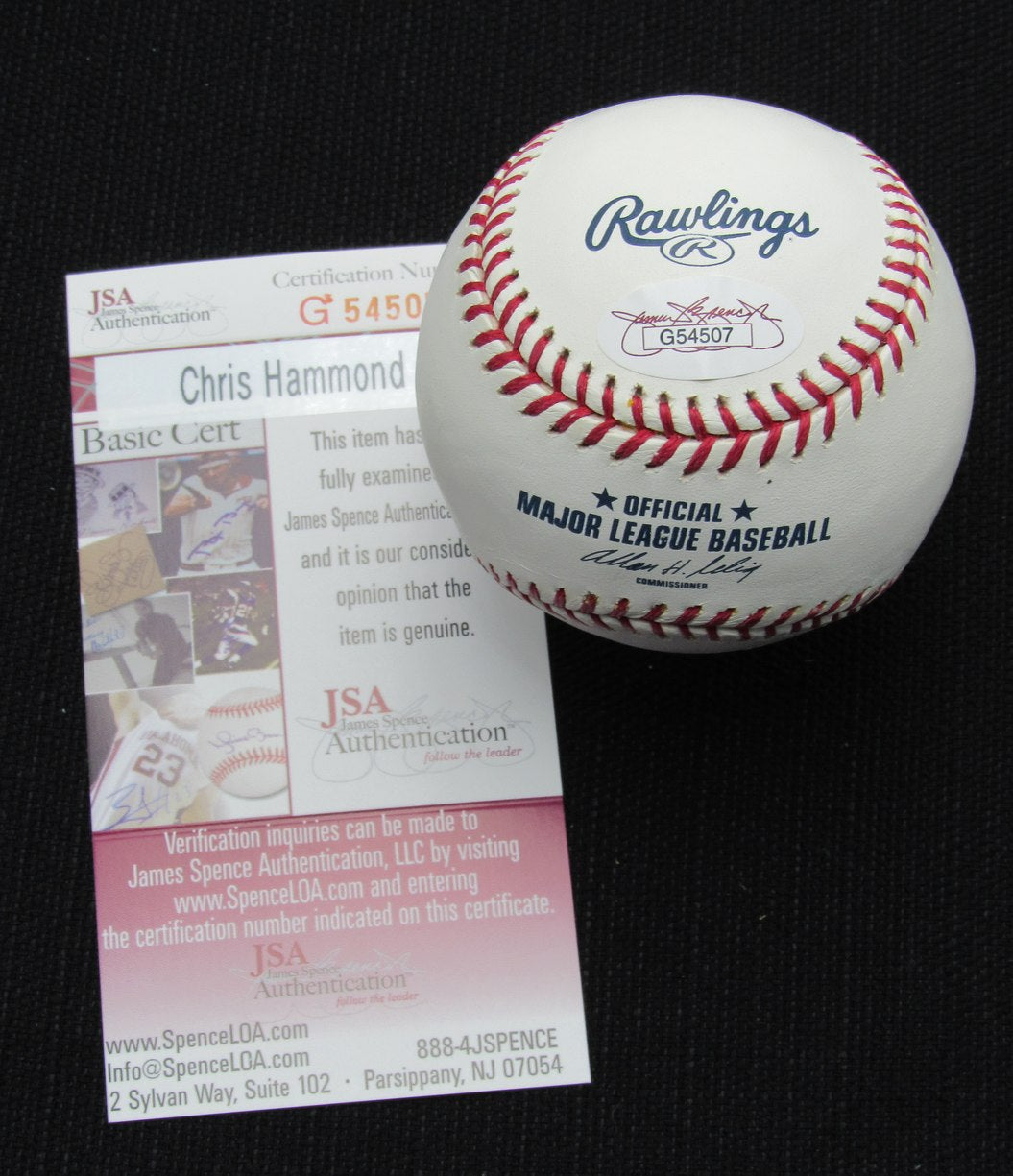 Chris Hammond Signed/Auto Yankees 100th OML Baseball JSA Inscr 186640
