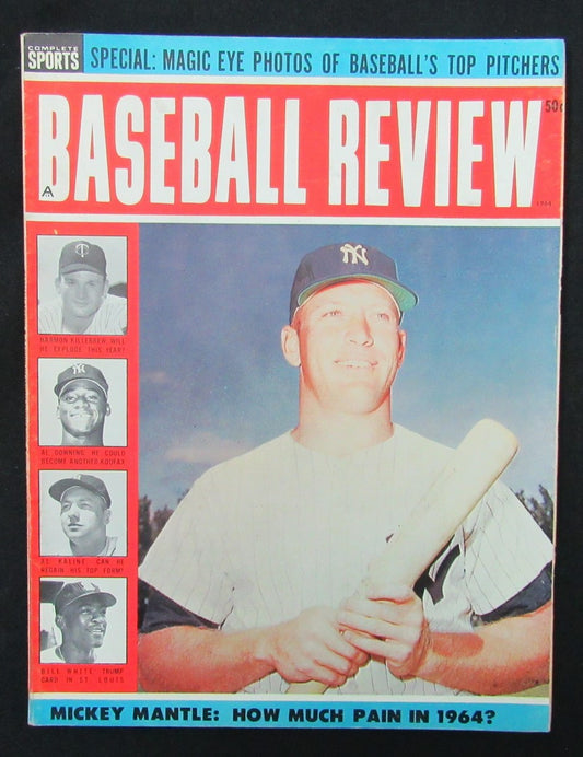 1964 Baseball Review Magazine Mickey Mantle New York Yankees HOF Cover 185560