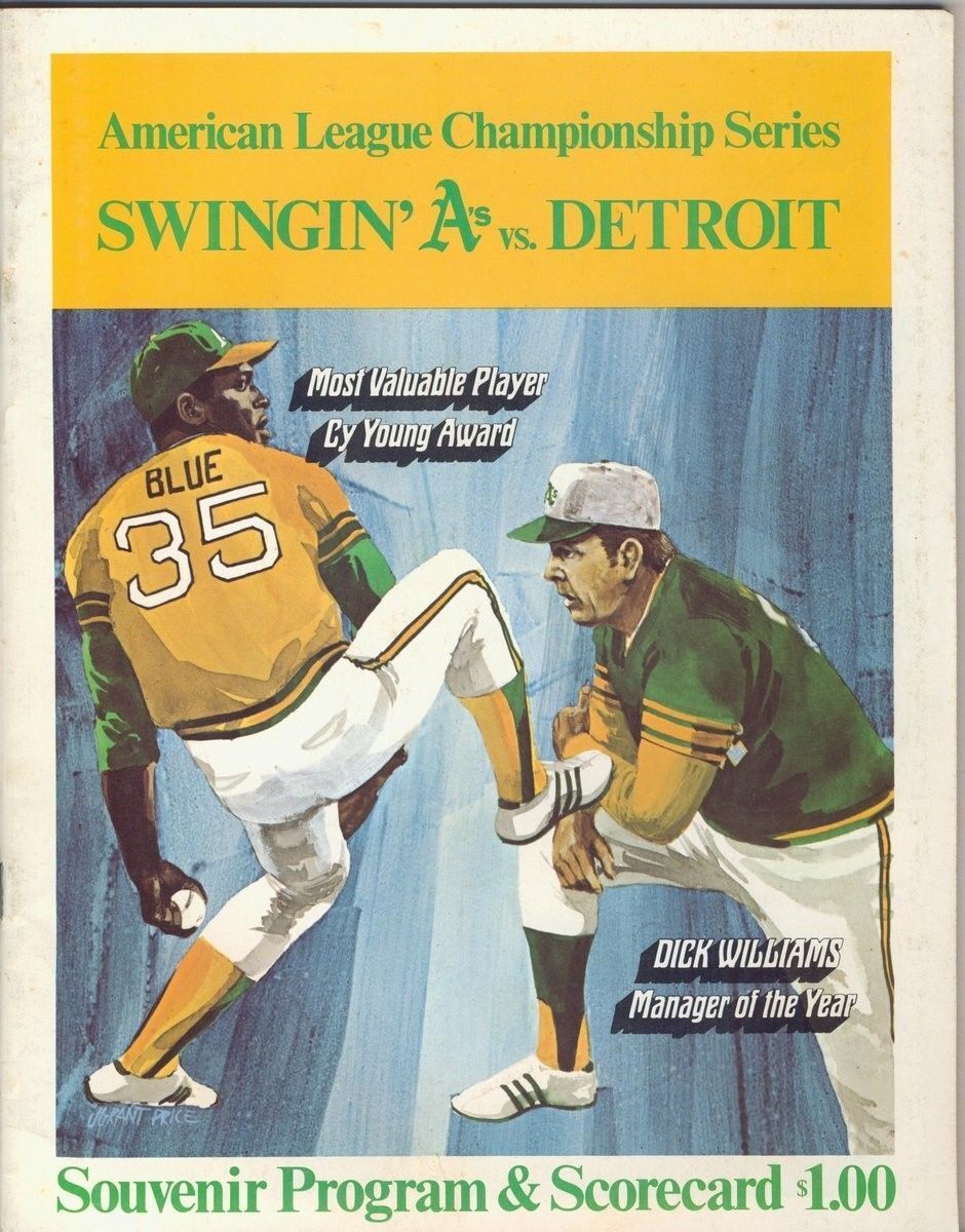 1972 ALCS A's V. Tigers Official Baseball Program 128947