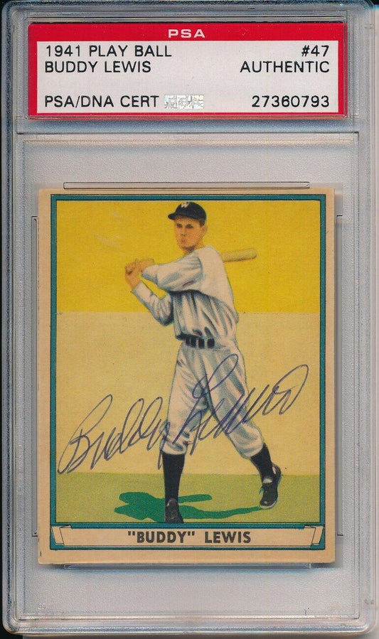 1941 Play Ball #47 Buddy Lewis Nationals Signed/Autographed PSA/DNA 149579