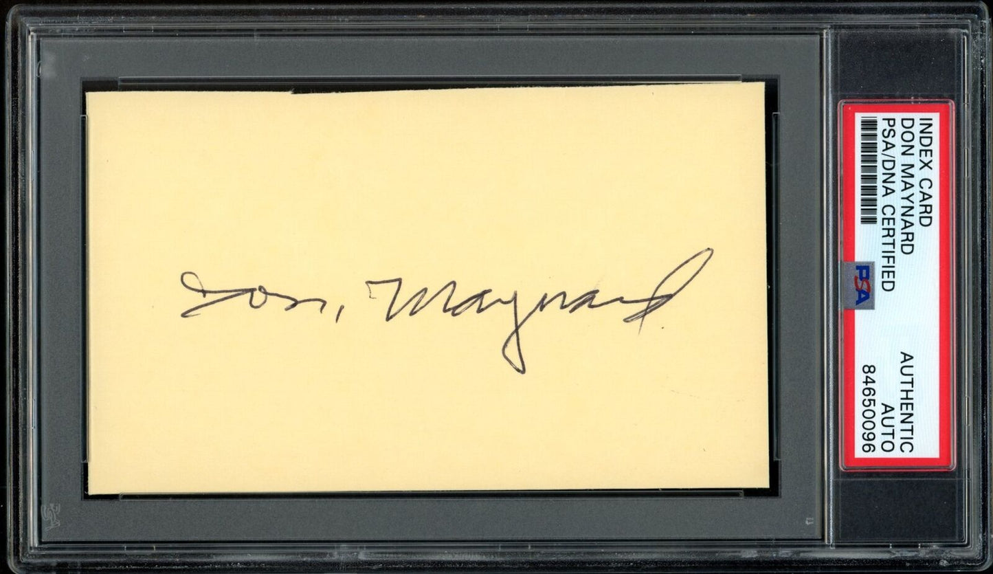 Don Maynard HOF Autographed 3x5 Index Card New York Jets PSA/DNA