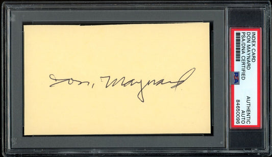 Don Maynard HOF Autographed 3x5 Index Card New York Jets PSA/DNA