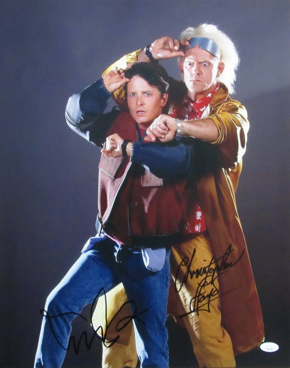 Michael J Fox/Christopher Lloyd Auto/Sign 16x20 Photo Back to Future JSA 174012