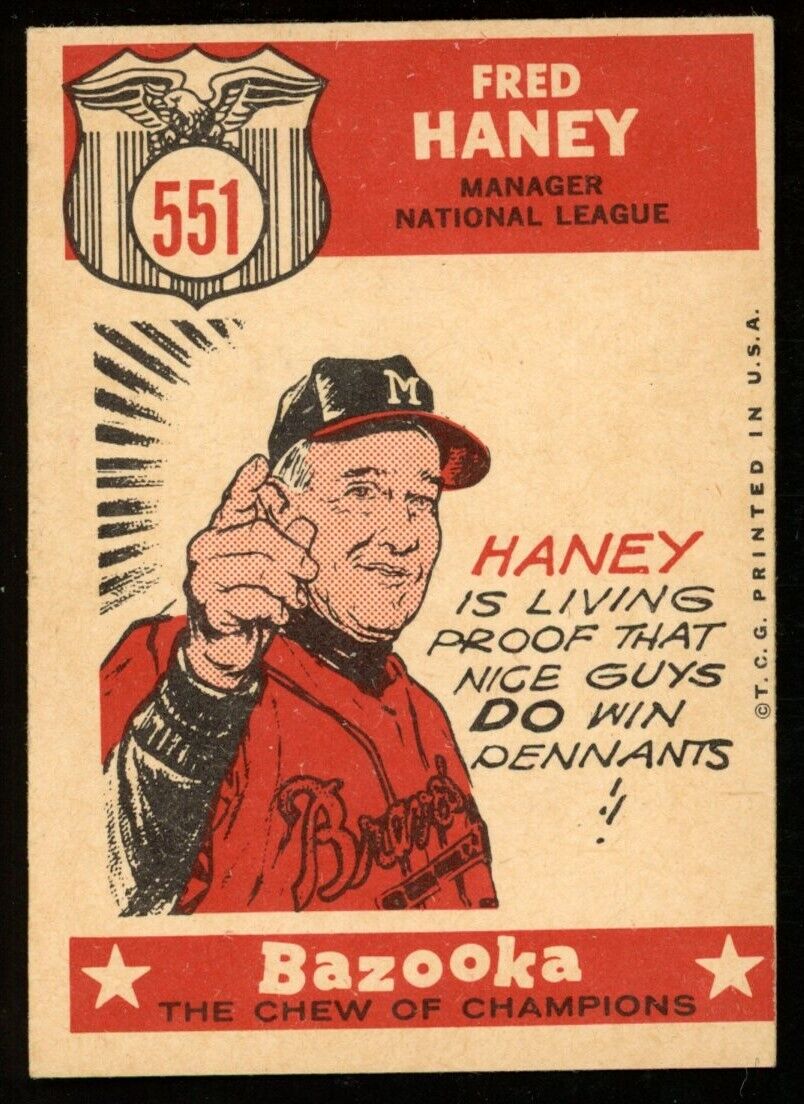 1959 Topps Baseball Fred Haney #551 Milwaukee Braves