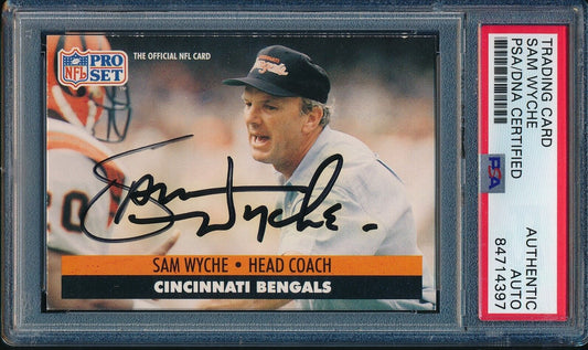 1990 Pro Set Sam Wyche #117 Card Signed Cincinnati Bengals PSA/DNA 176359