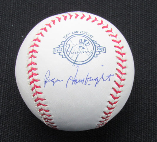 Roger Hambright Signed/Auto Yankees 100th OML Baseball JSA 186680