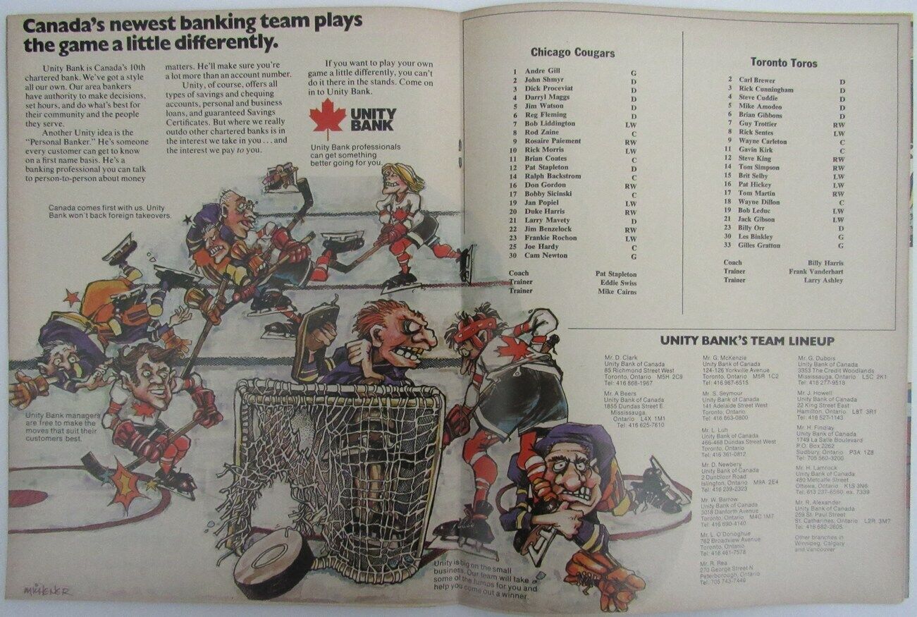 1974 Chicago Cougars vs. Toronto Toros WHA Hockey Playoff Program 150616