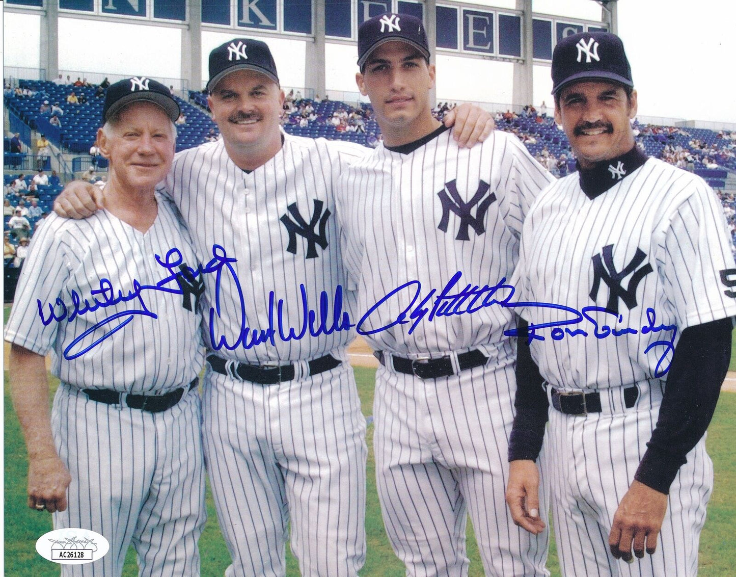 Whitey Ford/David Wells/Andy Pettite/Guidry Autographed 8x10 Photo Yankees JSA